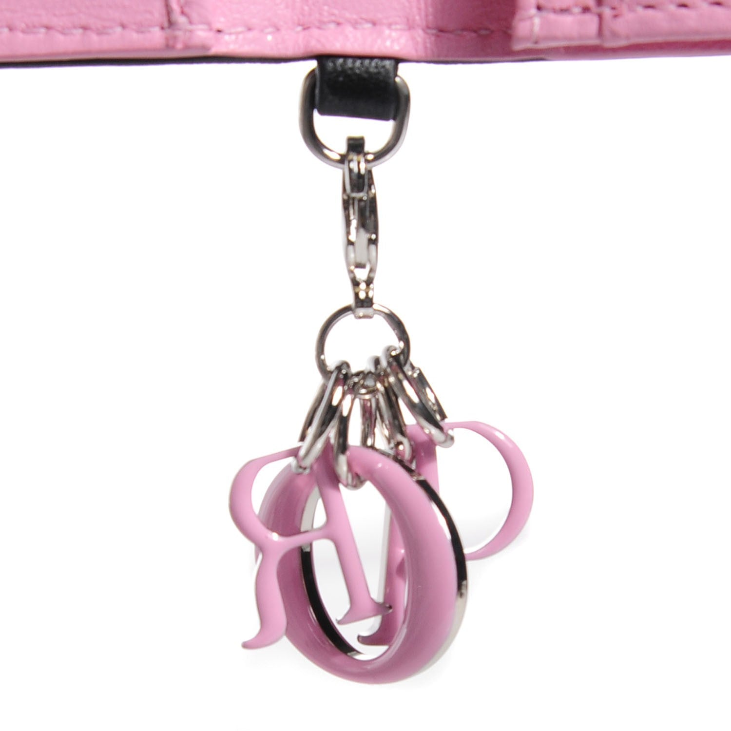Christian Dior Lambskin Cannage Bi-Color Small Lady Dior Flap Card Holder Black Pink 5 of 9