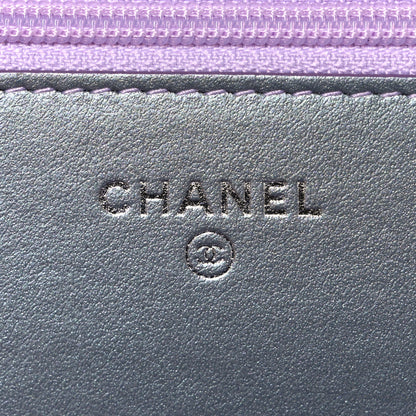 Chanel Iridescent Lambskin Quilted Reissue Wallet On Chain WOC Light Purple 6 of 11