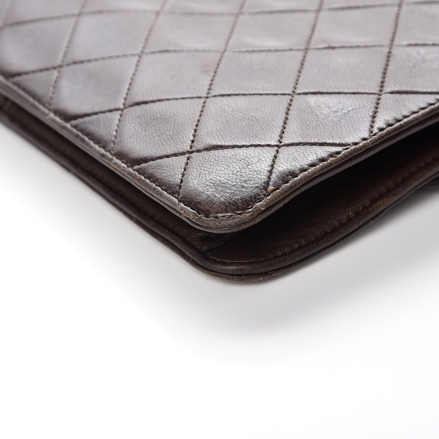 Lambskin Quilted Small Single Flap Brown