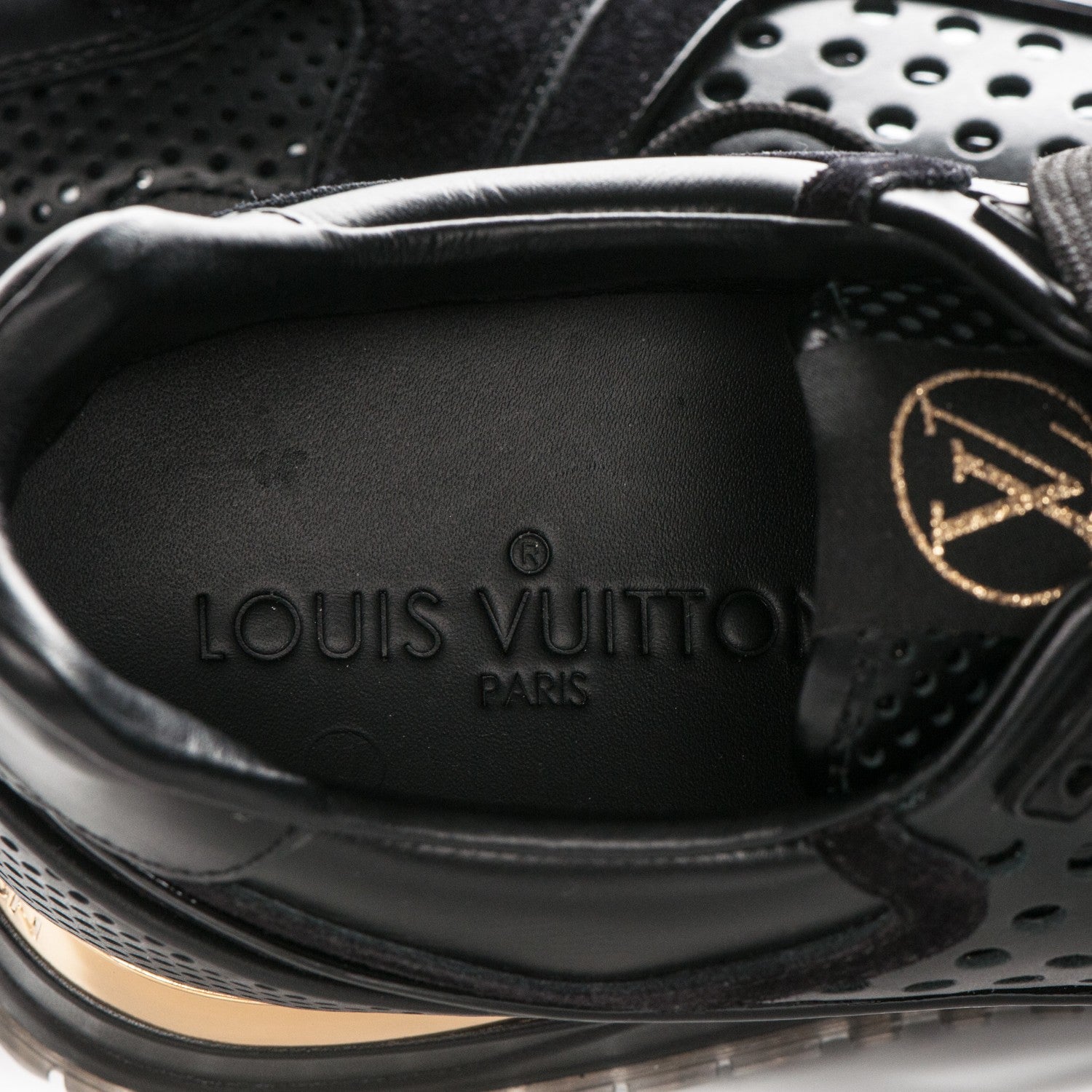 Louis Vuitton Nubuck Calfskin Perforated Run Away Sneakers 38 Black 6 of 6