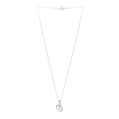 Tiffany Sterling Silver Diamond Elsa Peretti Open Wave Necklace 3 of 5