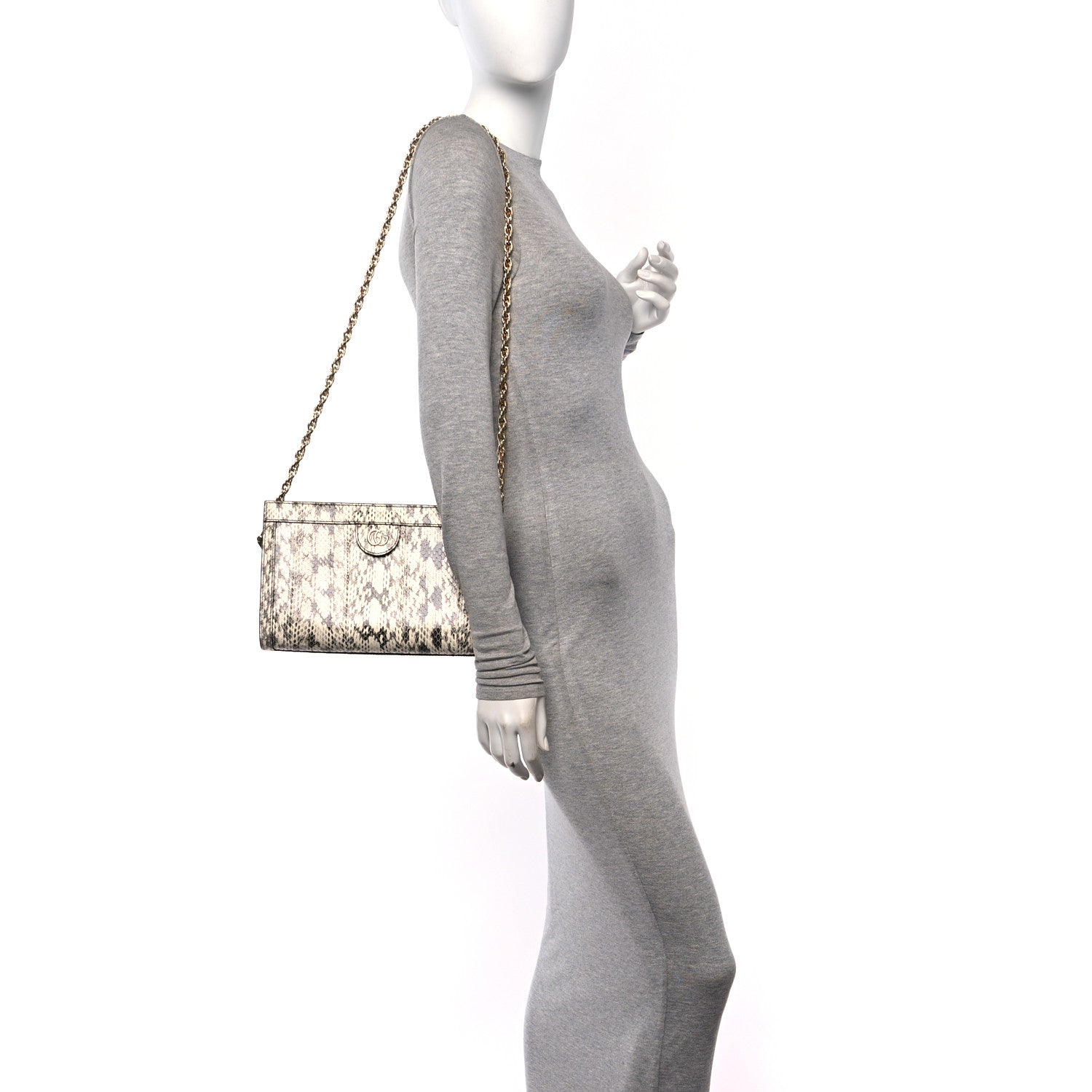 Gucci Snakeskin GG Small Ophidia Chain Shoulder Bag Roccia 2 of 15