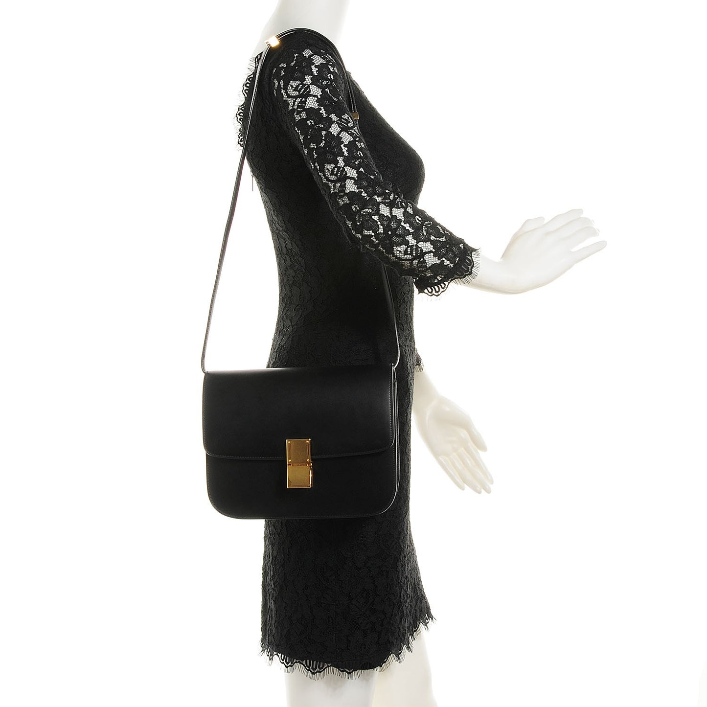 Box Calfskin Medium Classic Box Flap Bag Black