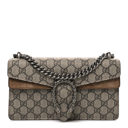 Gucci GG Supreme Monogram Suede Crystal Small Dionysus Shoulder Bag Beige Ebony Taupe 1 of 10
