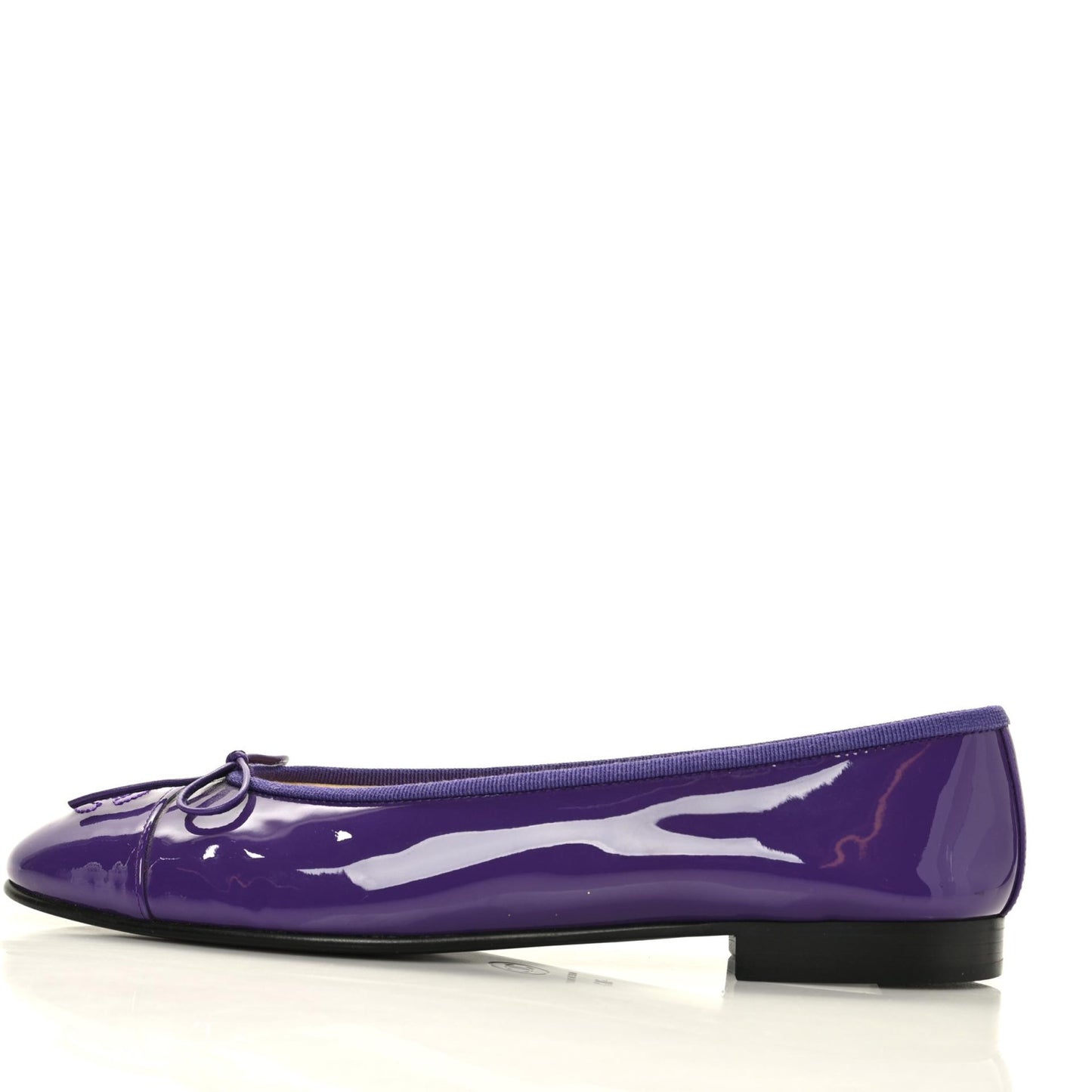 Patent Calfskin CC Cap Toe Ballerina Flats 38 Purple