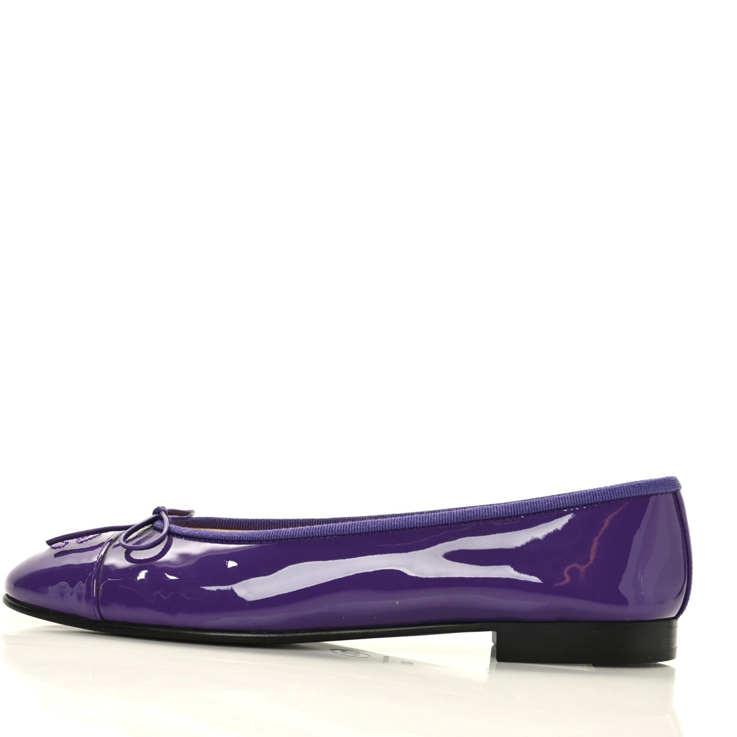 Chanel Patent Calfskin CC Cap Toe Ballerina Flats 38 Purple 1 of 8