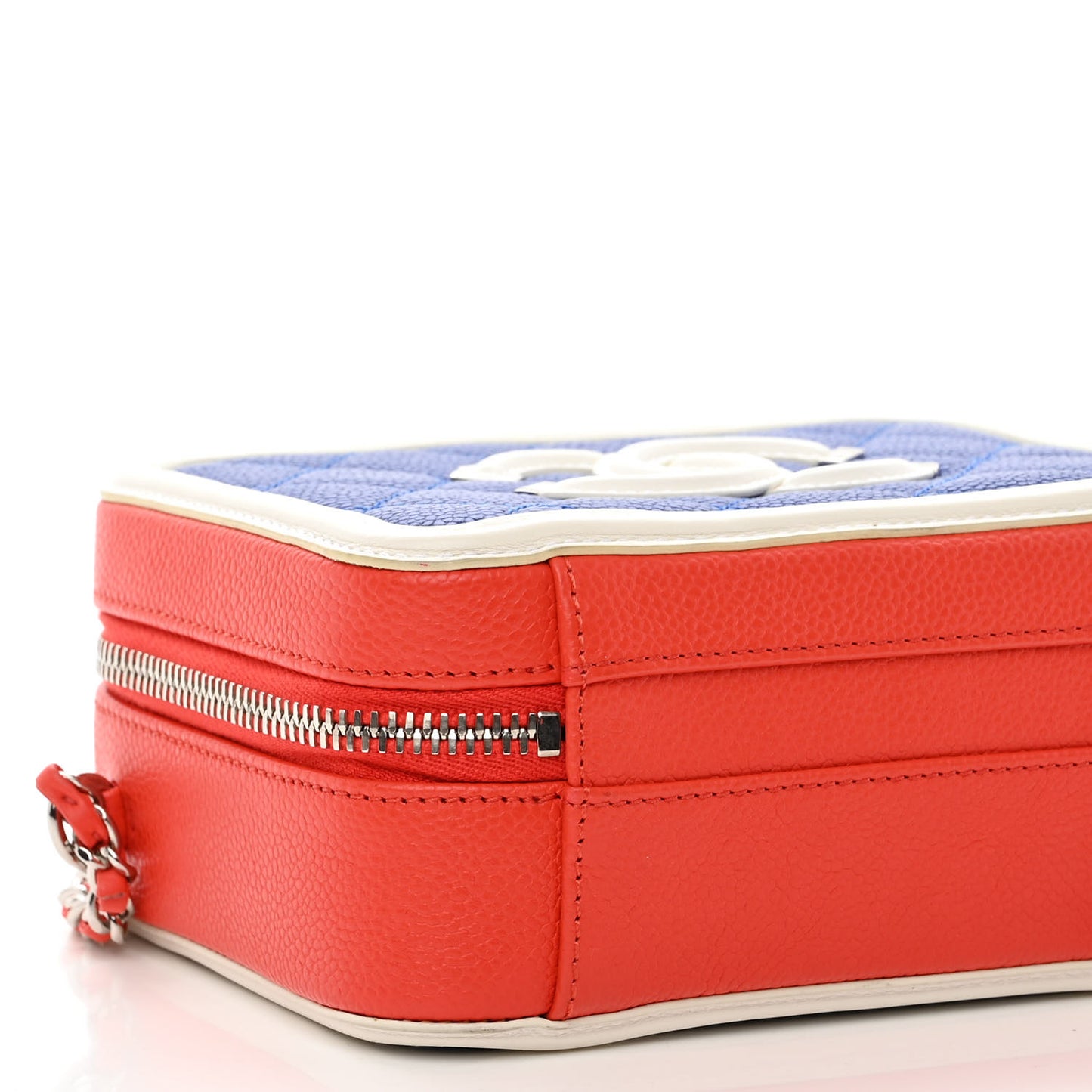 Caviar Quilted Small CC Filigree Vanity Case Blue White Red