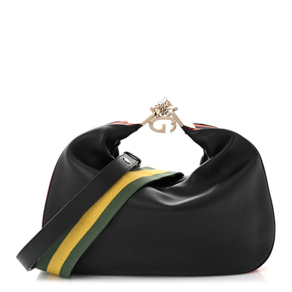 Gucci Aria Calfskin Web Large Attache Shoulder Bag Black 1 of 10