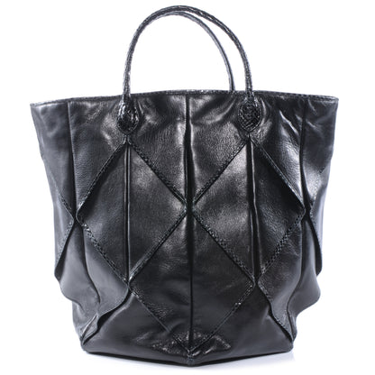 Bottega Veneta Leather Ayers Snakeskin Trim Origami Tote Nero Black 1 of 8