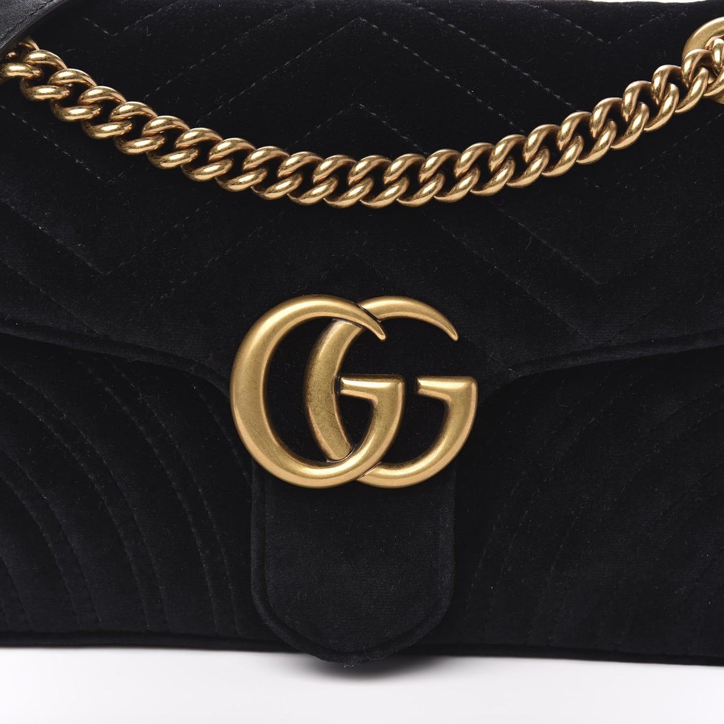 Velvet Matelasse Small GG Marmont Shoulder Bag Black