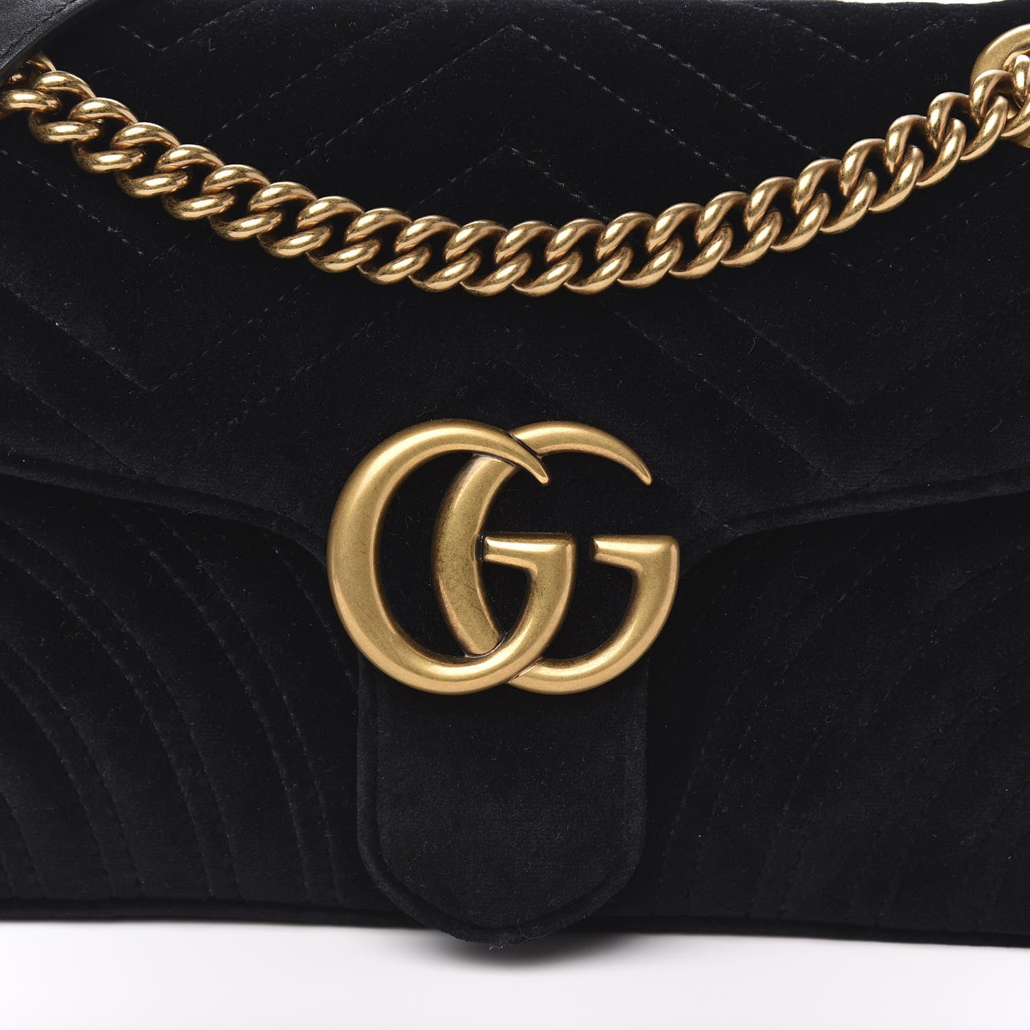 Gucci Velvet Matelasse Small GG Marmont Shoulder Bag Black 10 of 10