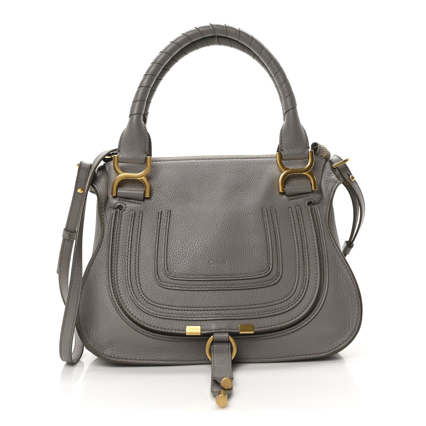 Calfskin Small Marcie Satchel Cashmere Grey