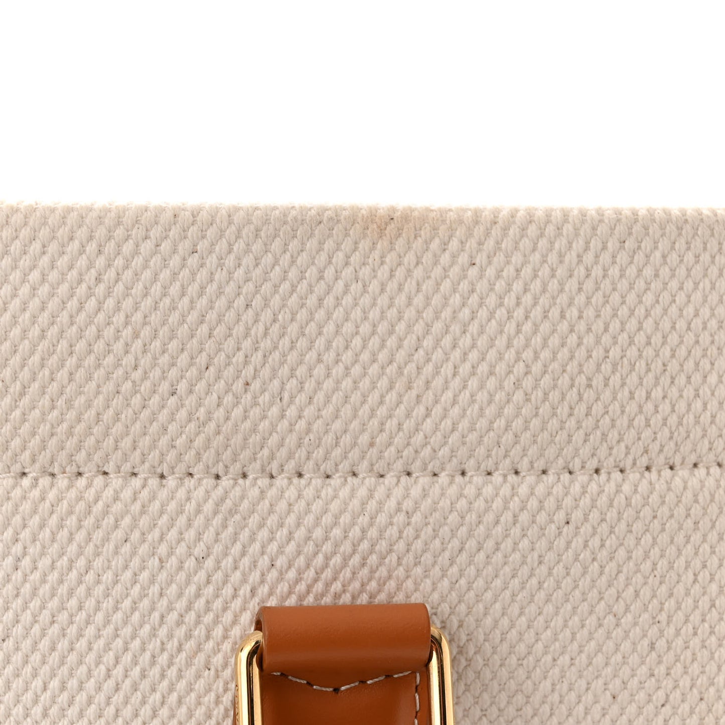 Canvas Calfskin Logo Print Small Horizontal Cabas Natural Tan