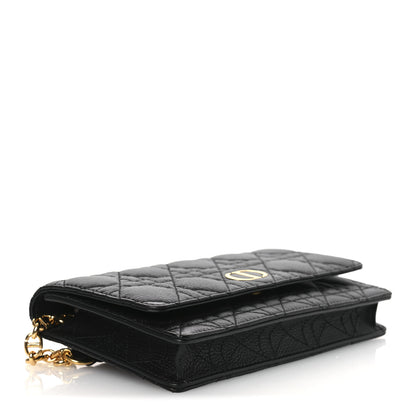 Christian Dior Supple Calfskin Cannage Caro Belt Pouch with Chain  Black Black 4 of 12
