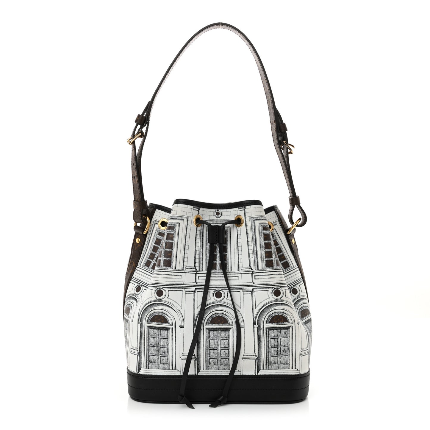 X FORNASETTI Calfskin Architettura Noe MM Black White