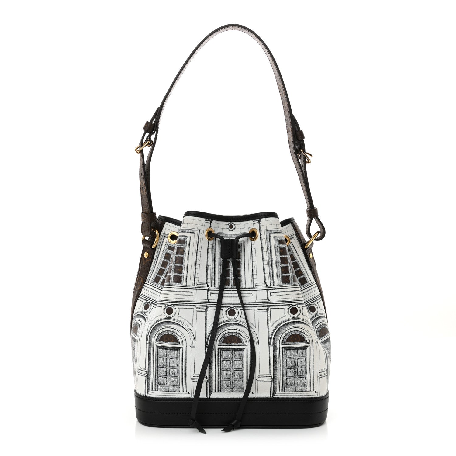 Louis Vuitton X FORNASETTI Calfskin Architettura Noe MM Black White 1 of 9