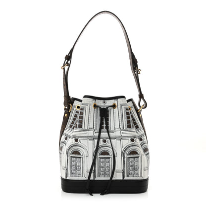 Louis Vuitton X FORNASETTI Calfskin Architettura Noe MM Black White 1 of 9