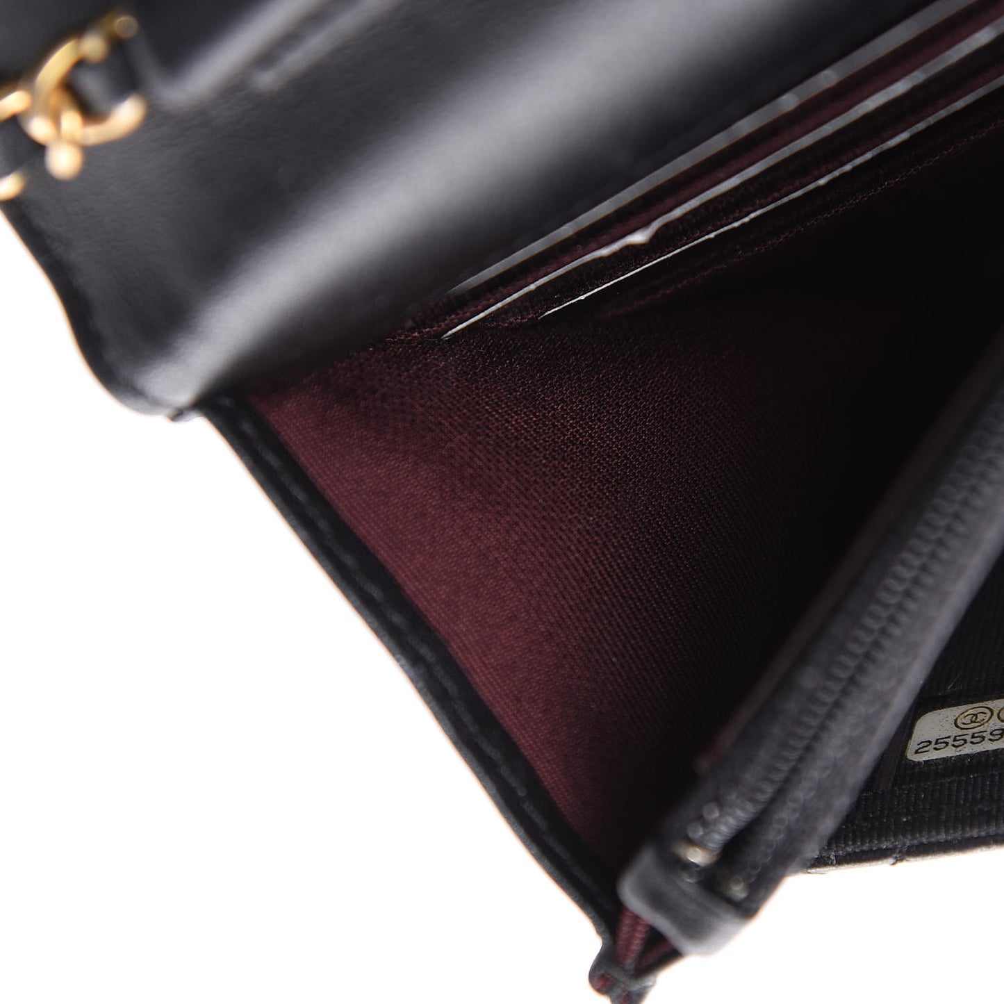 Aged Calfskin Quilted Lucky Charms 2.55 Reissue Wallet On Chain WOC Black