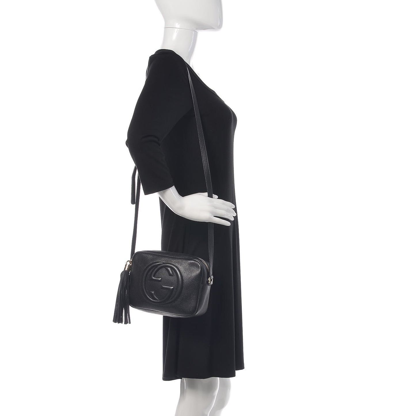 Pebbled Calfskin Small Soho Disco Bag Black