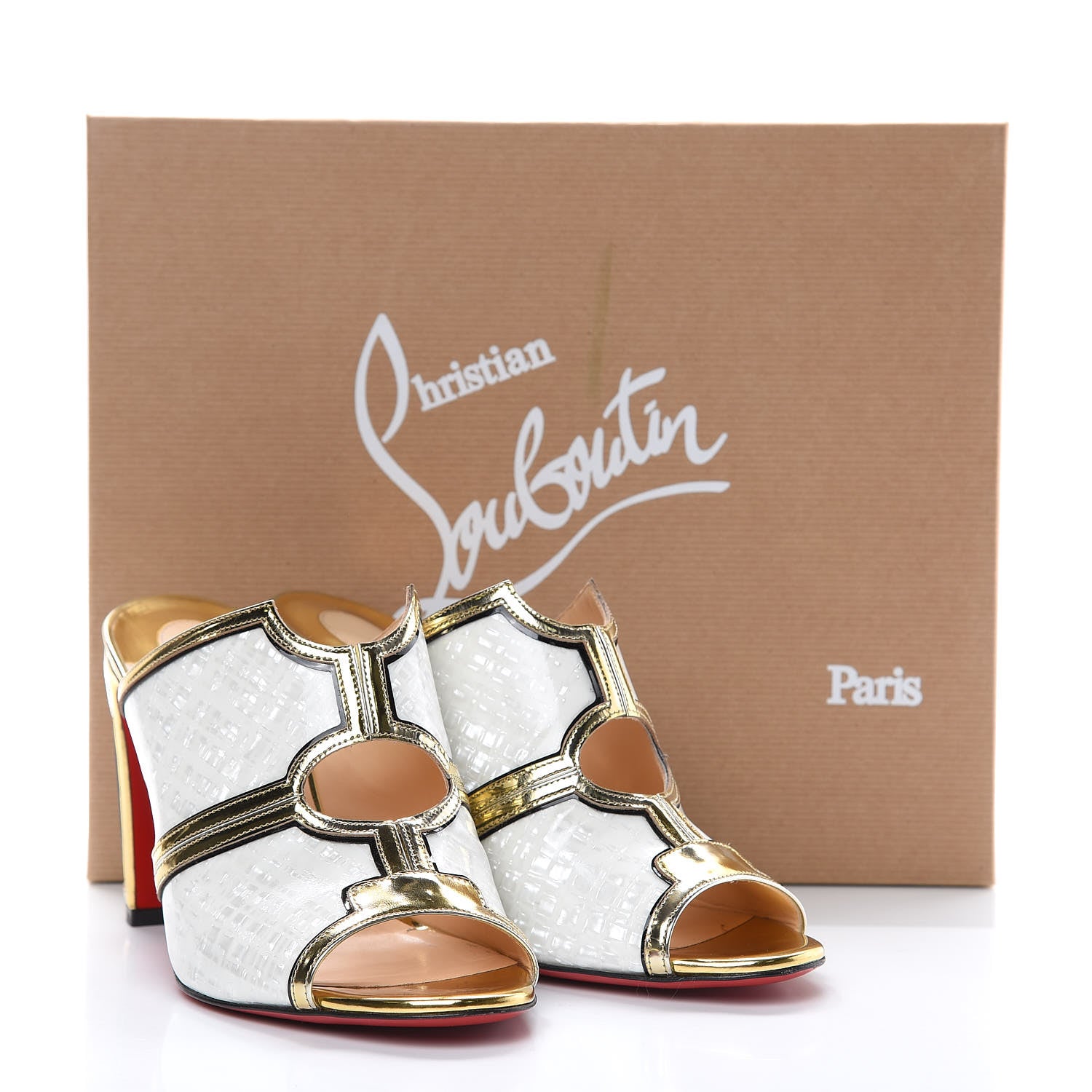 Christian Louboutin Specchio Patent Interior 85 Slide Sandals 40 Latte 13 of 13