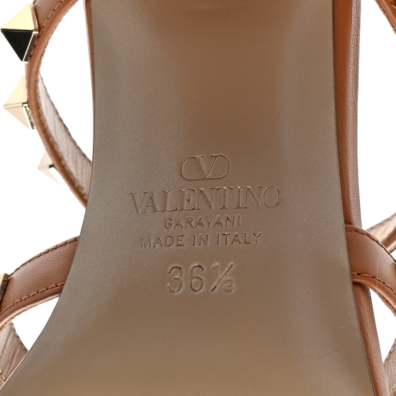 Valentino Garavani Calfskin Rockstud 60mm Caged Slide Sandals 36.5 Almond Beige 6 of 7