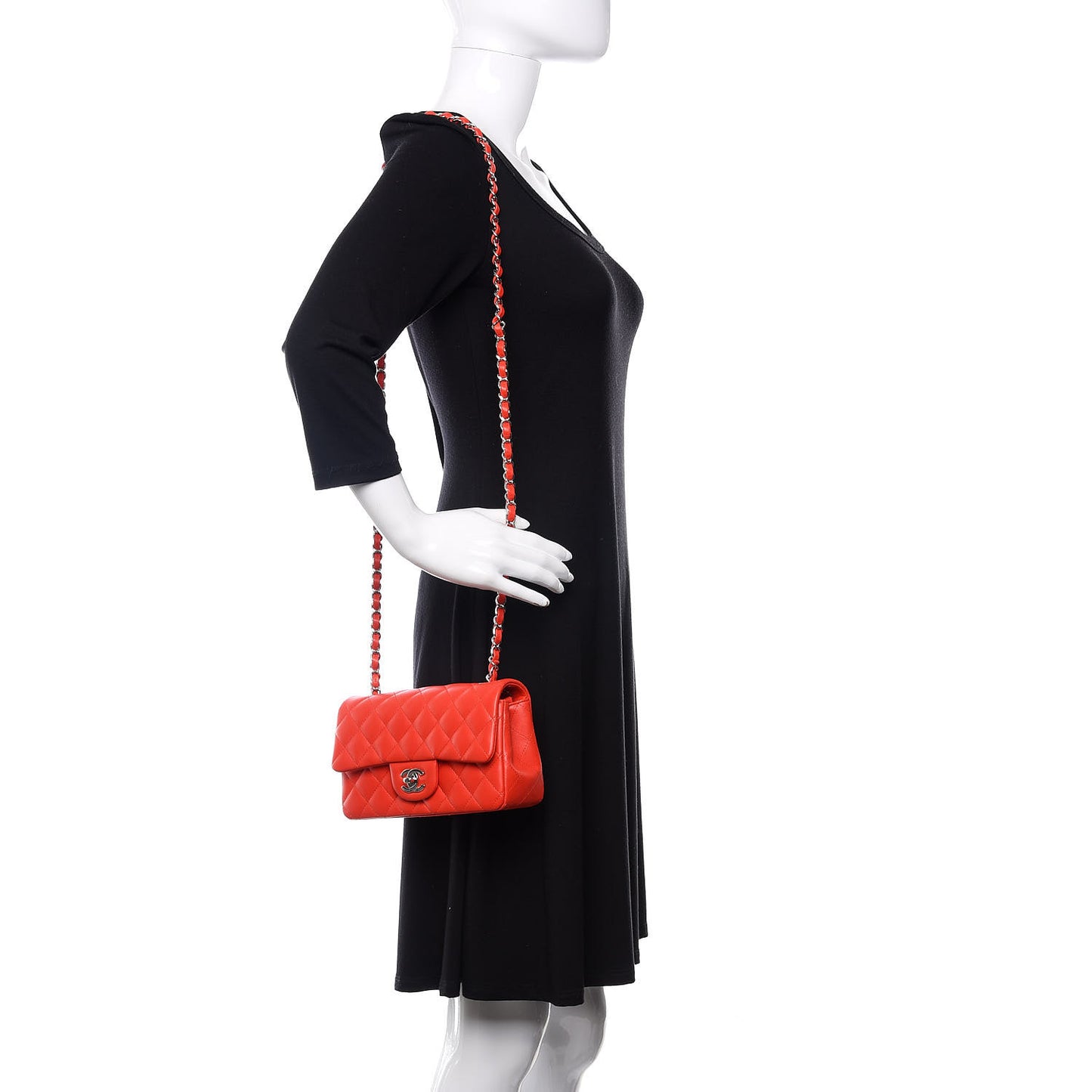 Lambskin Quilted Mini Rectangular Flap Red