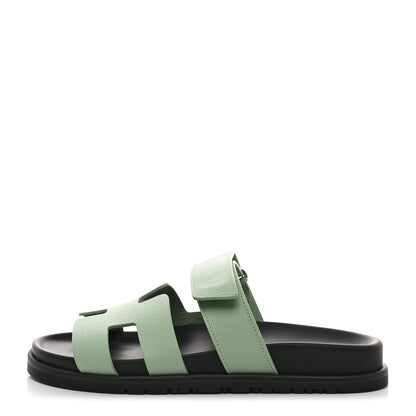 Hermes Epsom Womens Chypre Sandals 36.5 Vert Jade 1 of 9