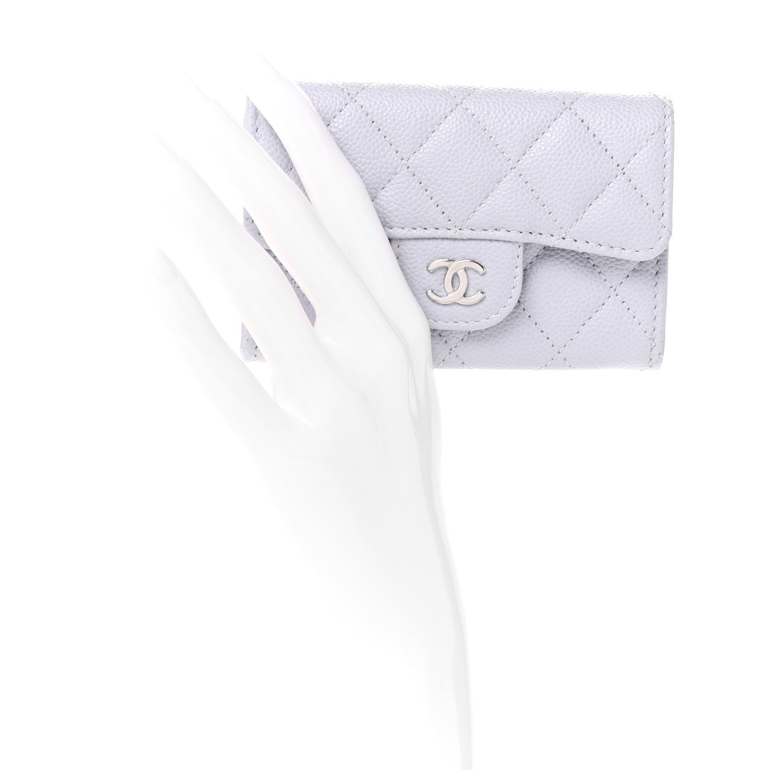 Chanel Caviar Quilted Flap Card Holder Wallet Light Blue 2 of 9