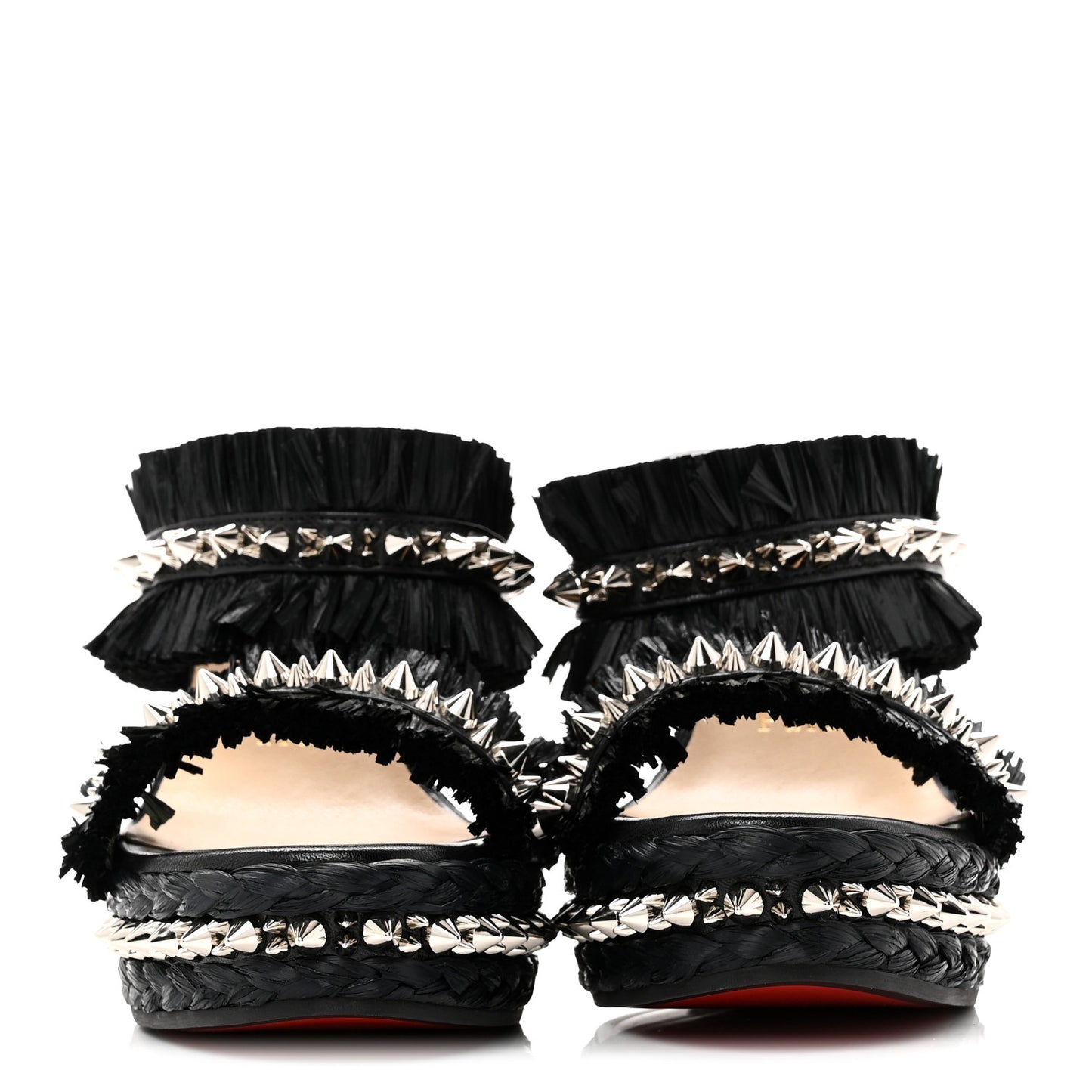 Calfskin Raffia Marivodu Sandals 37 Black