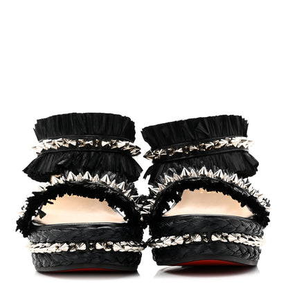 Christian Louboutin Calfskin Raffia Marivodu Sandals 37 Black 3 of 9