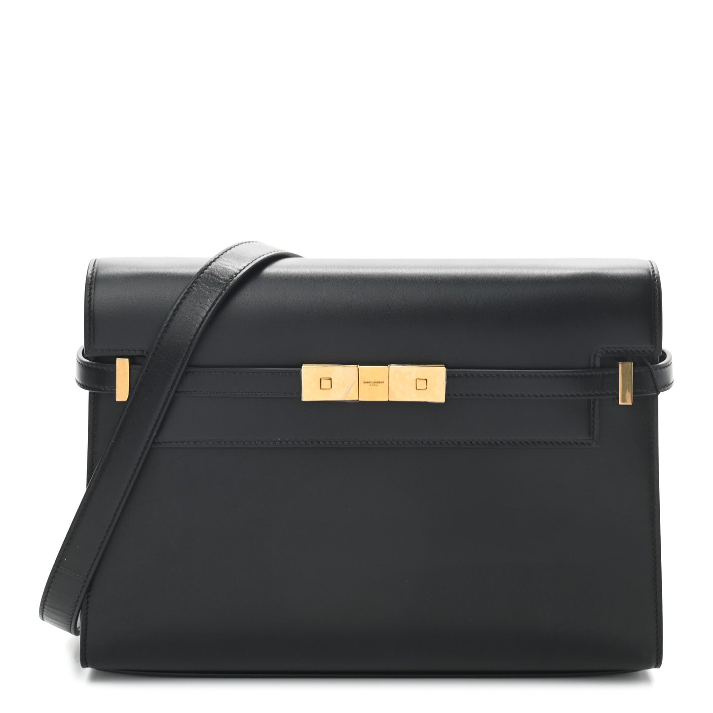 Smooth Calfskin Manhattan Shoulder Bag Black