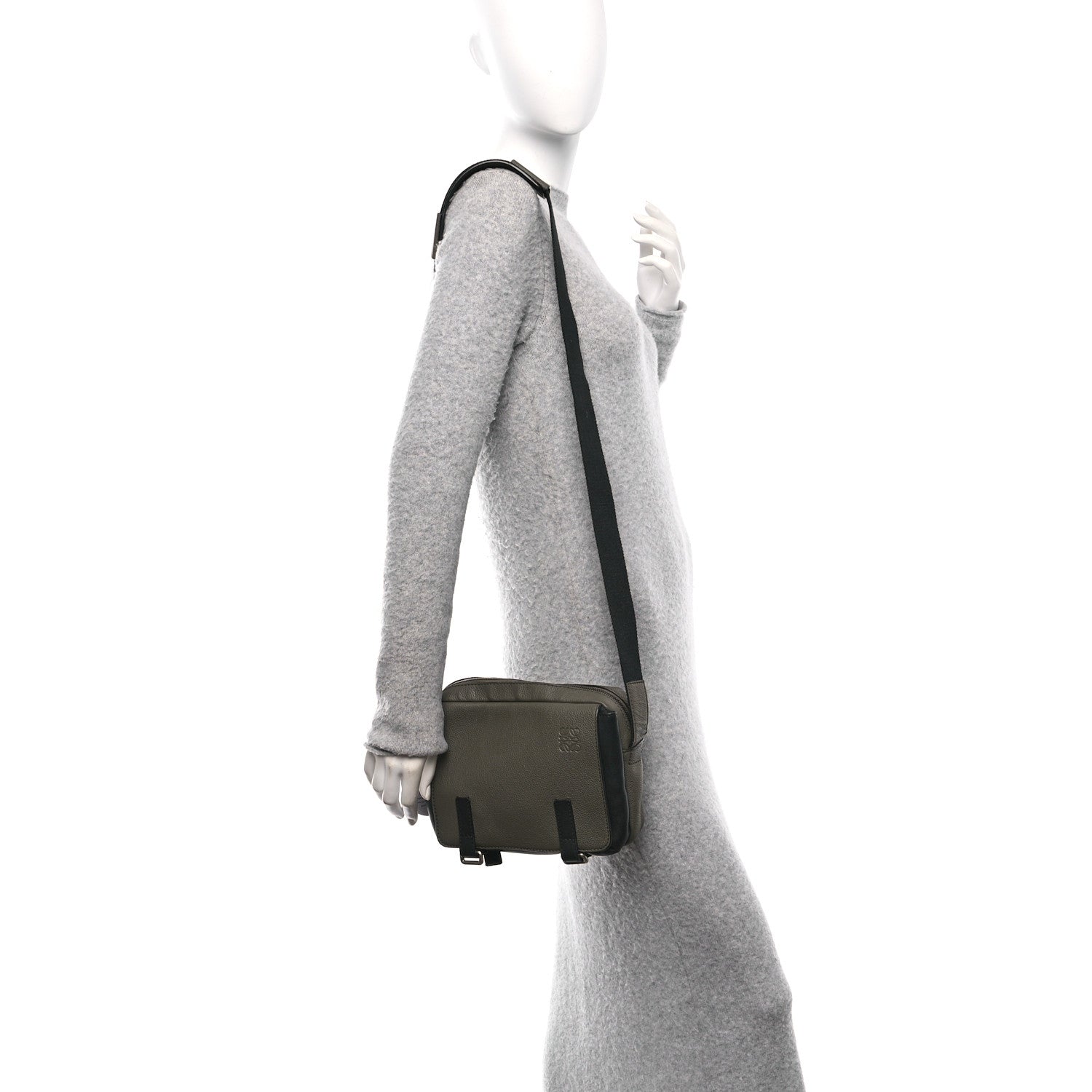Loewe Soft Grained Calfskin XS Military Messenger Bag  Khaki Green Black 2 of 10