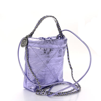 Chanel Metallic Calfskin Quilted Mini Chanel 22 Lilac 3 of 10