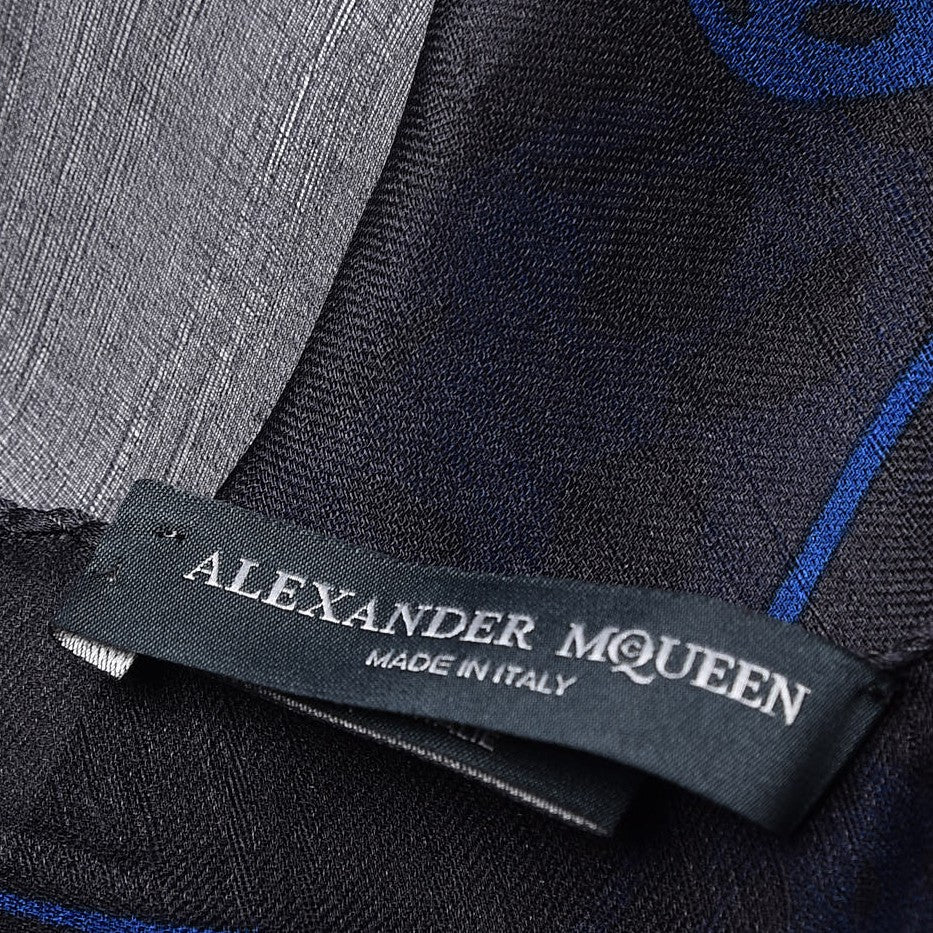 Alexander McQueen Silk Chiffon Skull Scarf Blue 6 of 8
