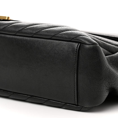 Saint Laurent Sheepskin Matelasse Chevron Monogram Large College Satchel Black 9 of 11