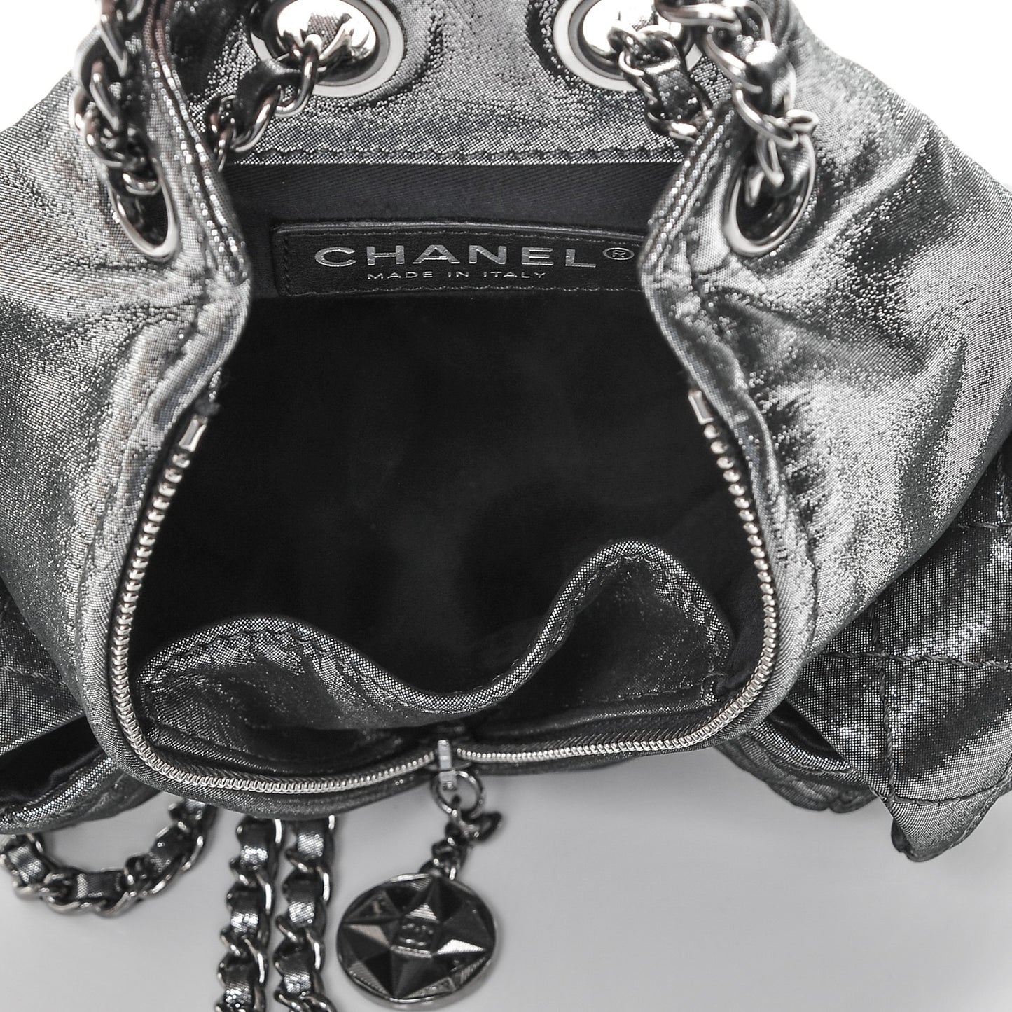 Iridescent Calfskin Mini Backpack Is Back Silver