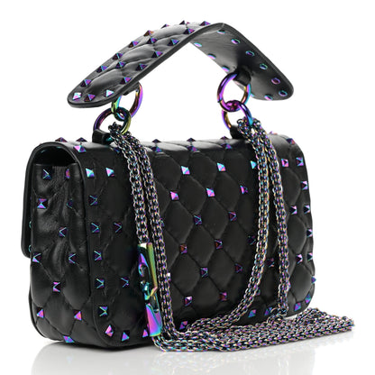 Valentino Garavani Lambskin Oil Slick Small Rockstud Spike Shoulder Bag Black 3 of 13