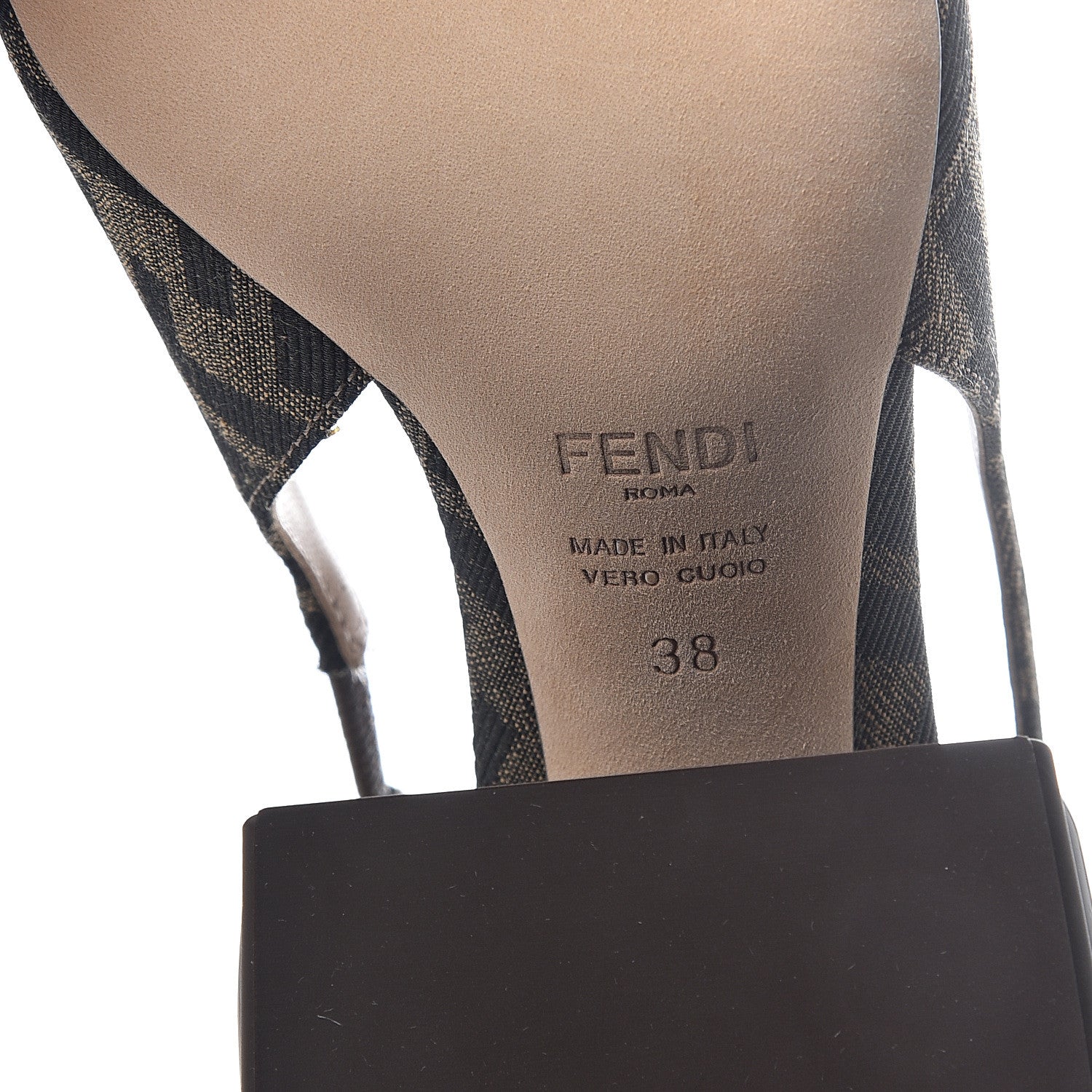 Fendi Jacquard Calfskin FF Tortoise Promenade Slingback Loafer Pumps 38 Tobacco 6 of 7