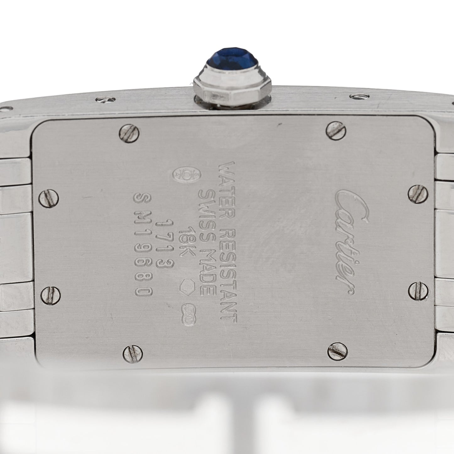 18K White Gold 19mm Tank Americaine Quartz Watch Black