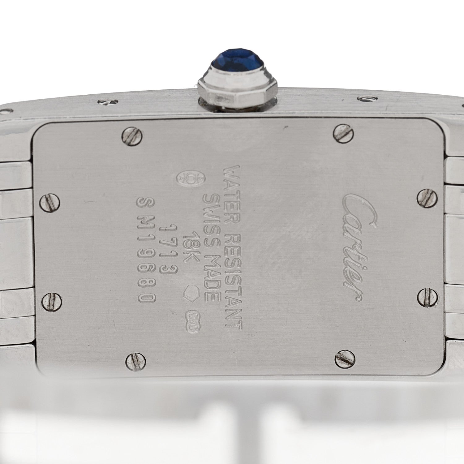 Cartier 18K White Gold 19mm Tank Americaine Quartz Watch Black 4 of 4