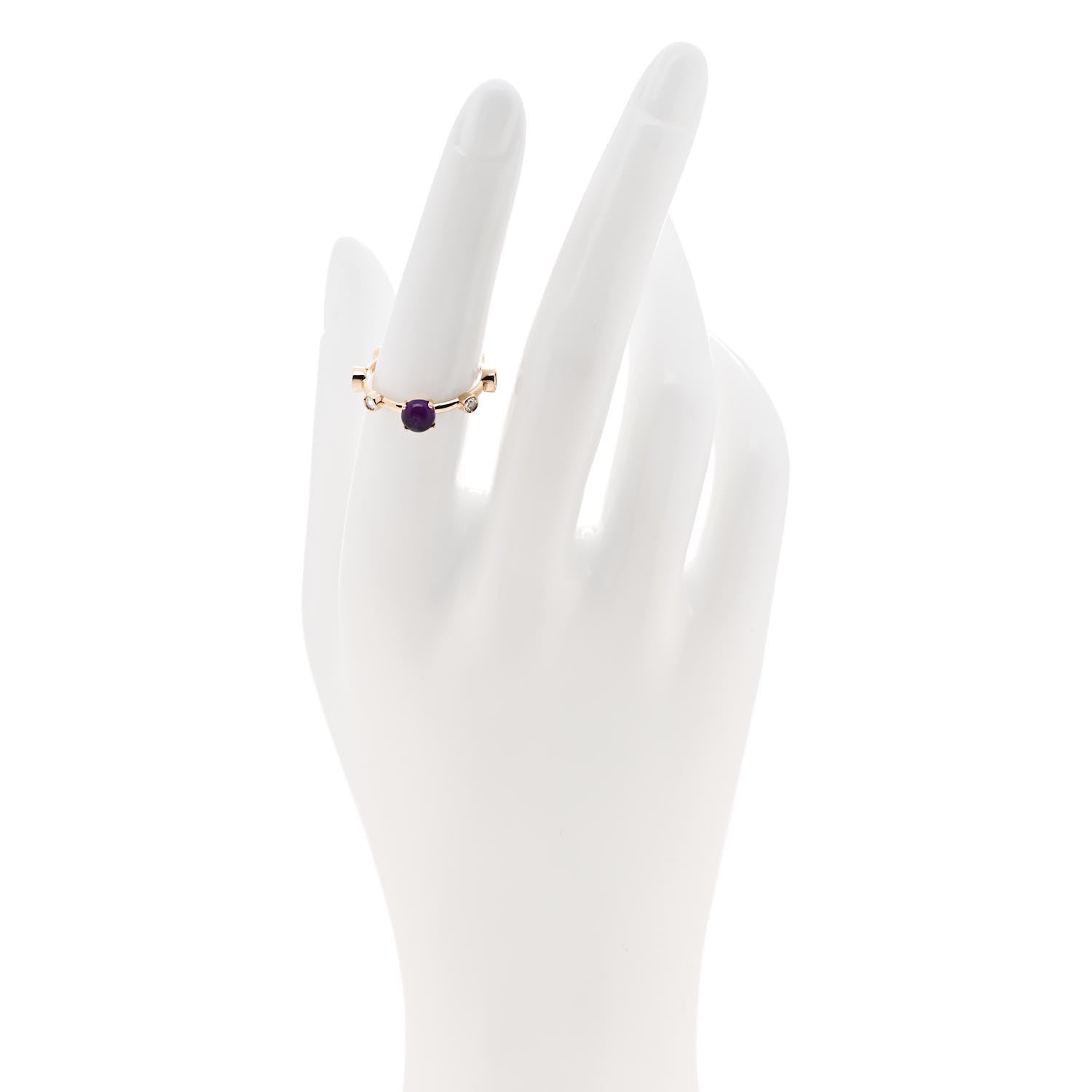 Damiani 18K Rose Gold Diamond Amethyst Ring 53 6.25 2 of 5