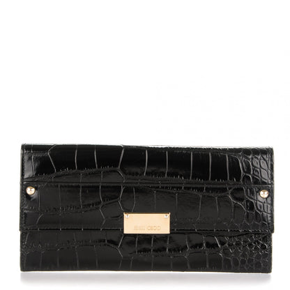 Jimmy Choo Patent Crocodile Embossed Reese Clutch Black 1 of 7