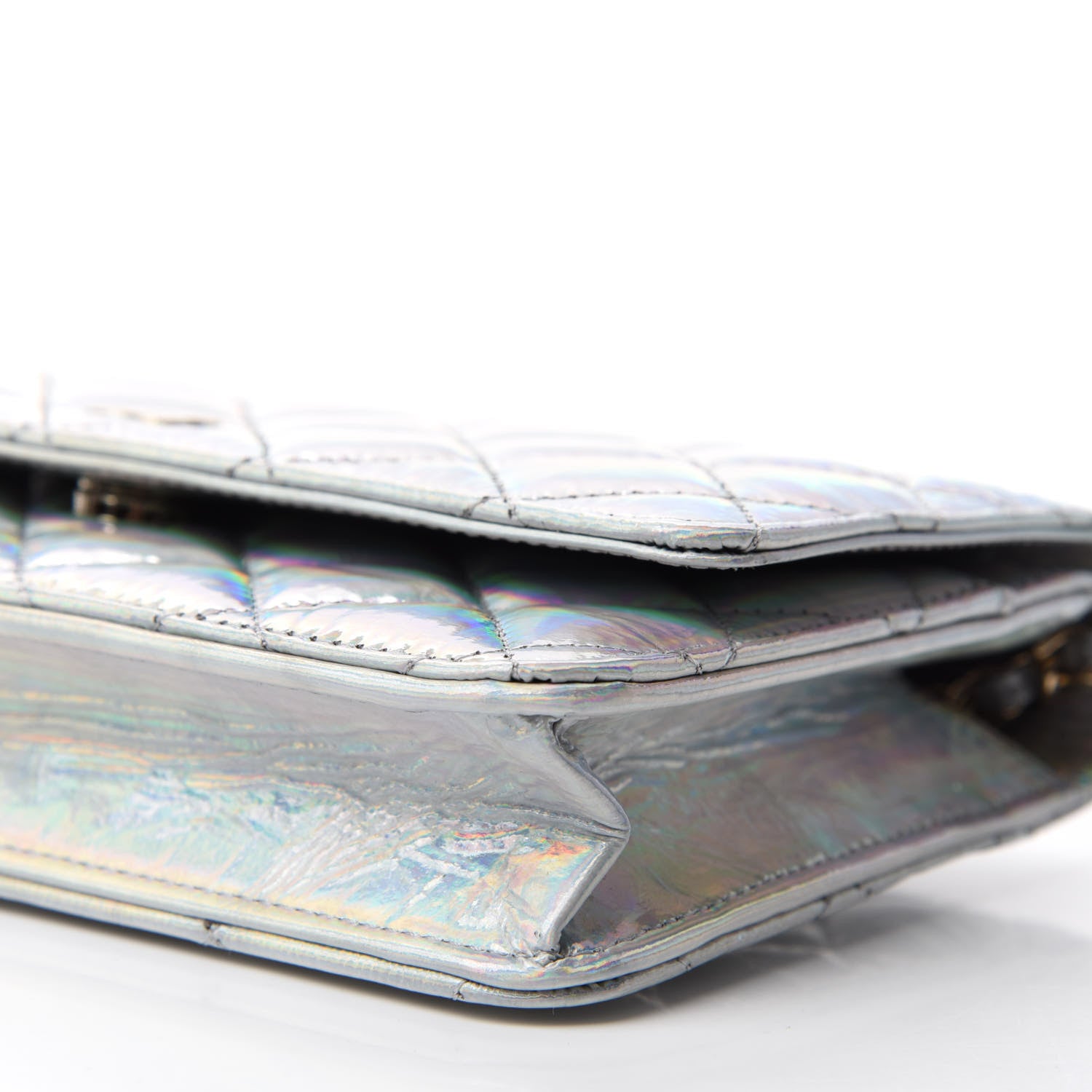 Chanel Iridescent Goatskin Quilted Wallet On Chain WOC Silver 7 of 12