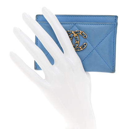 Chanel Lambskin Quilted Chanel 19 Card Holder Light Blue 2 of 10