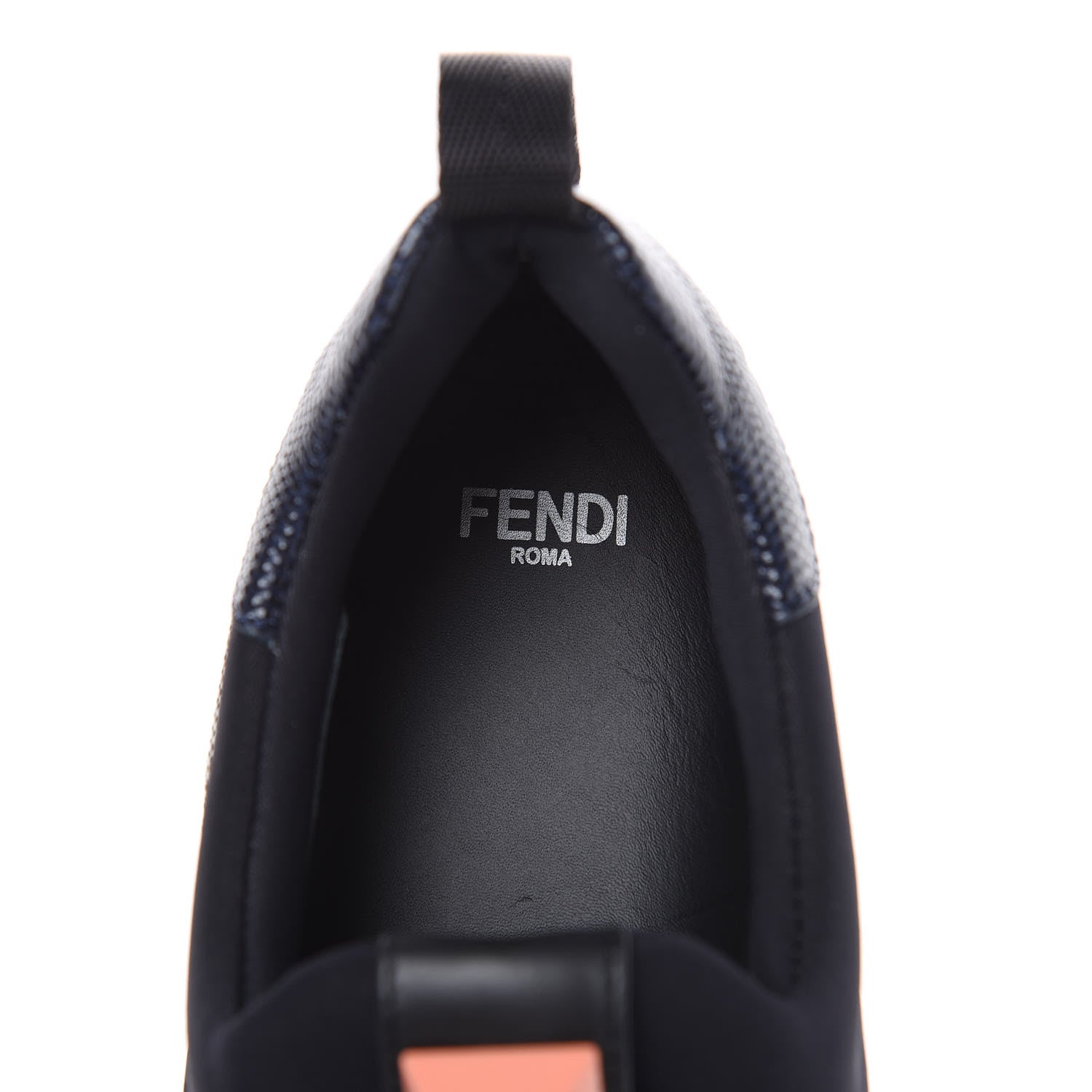 Fendi Neoprene Calfskin Rainbow Studded Sneakers 39 Black Navy Olive 6 of 9