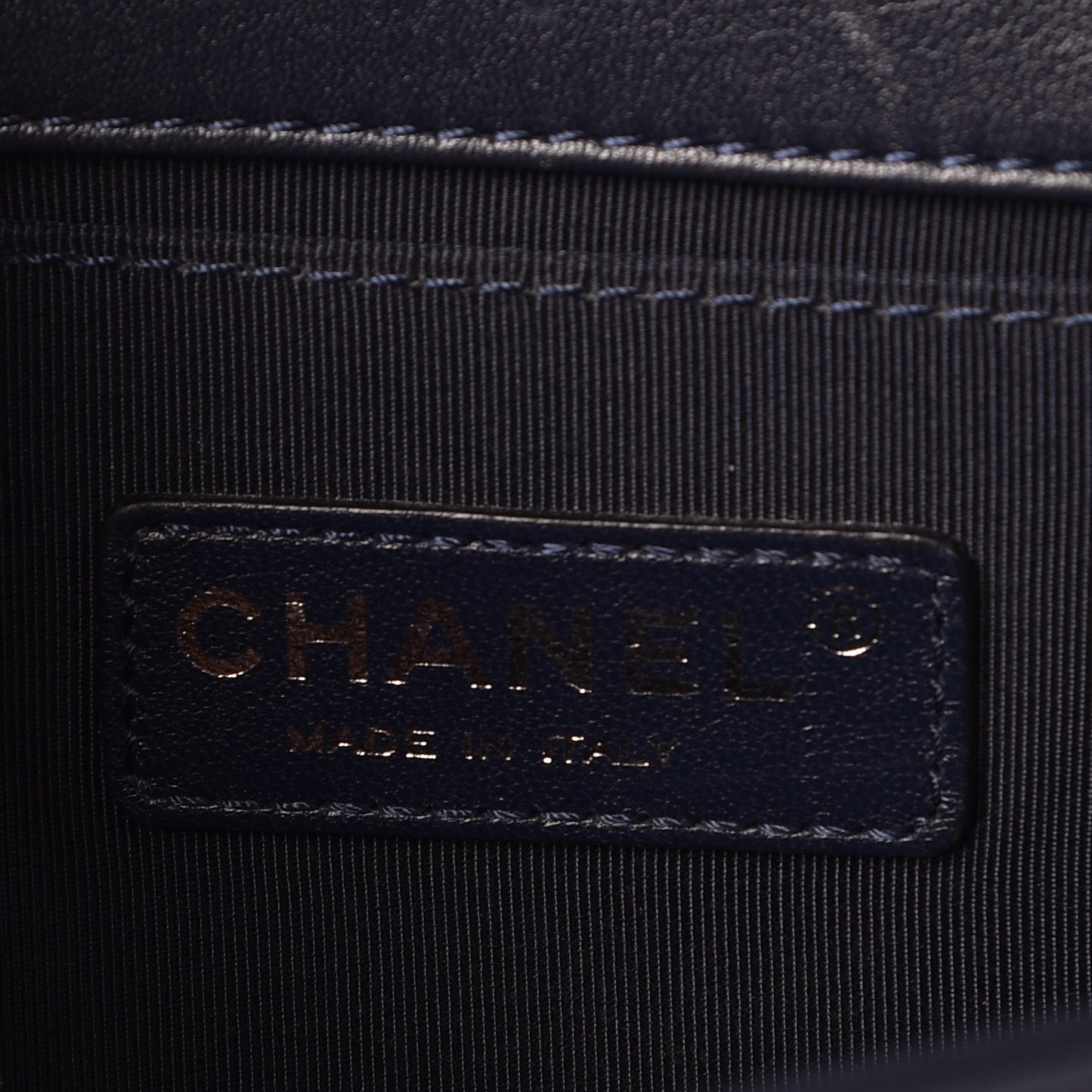 Calfskin Quilted Medium Boy Flap Navy Blue