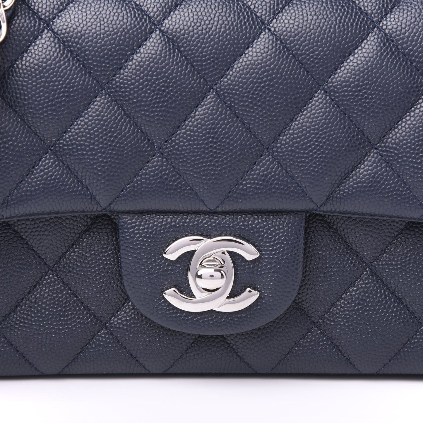 Caviar Quilted Mini Rectangular Flap Navy
