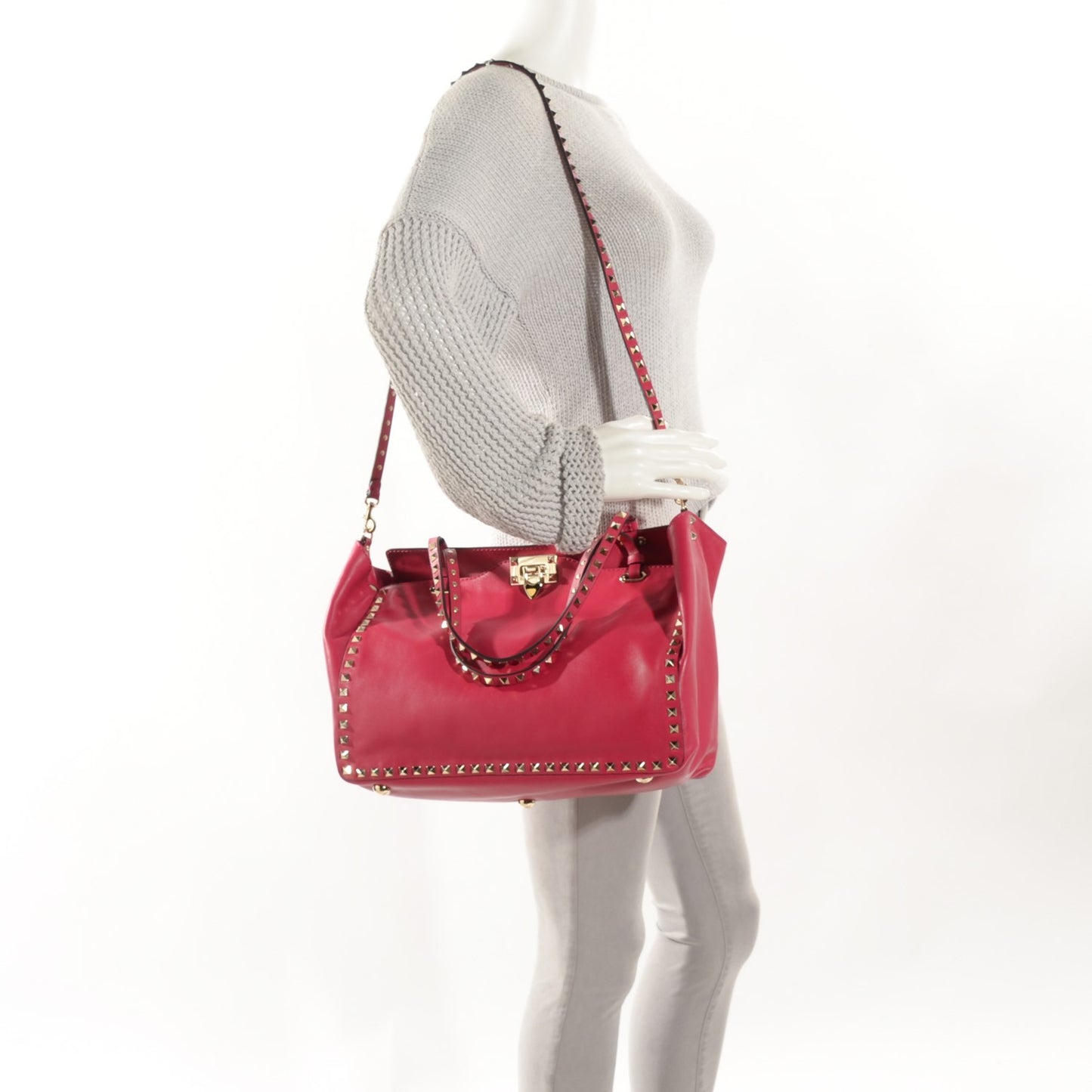 Vitello Medium Rockstud Tote Cyclamin