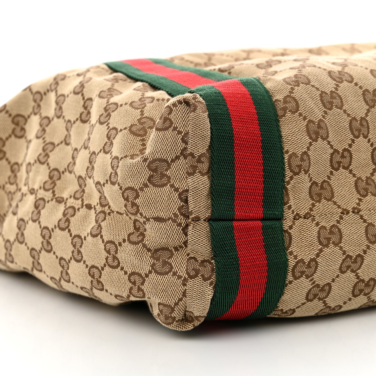 GG Monogram Medium Web Handle Vertical Tote Dark Brown