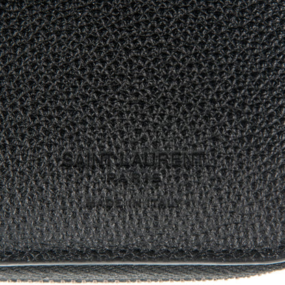 Saint Laurent Grained Calfskin Rive Gauche Compact Zip Around Wallet Black 6 of 6